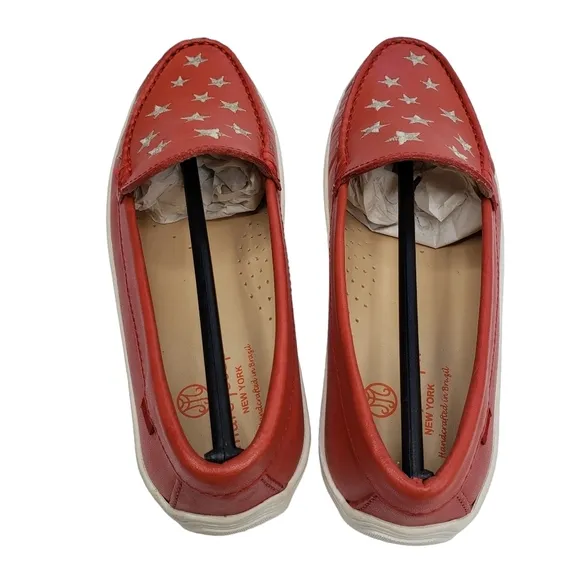 Marc Joseph | NIB Holland Coral Napa Silver Star Leather Chic Loafers Girl's 3.5