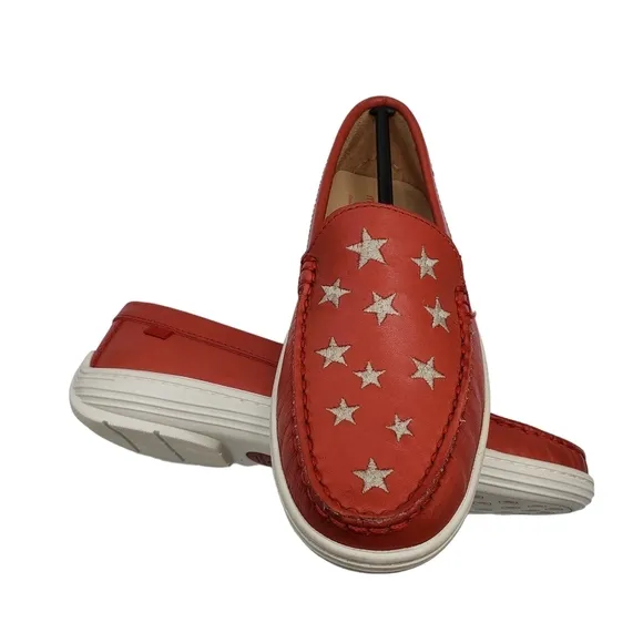 Marc Joseph | NIB Holland Coral Napa Silver Star Leather Chic Loafers Girl's 3.5