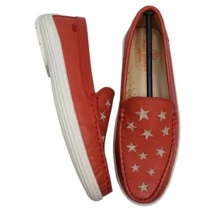 Marc Joseph | NIB Holland Coral Napa Silver Star Leather Chic Loafers Girl's 3.5