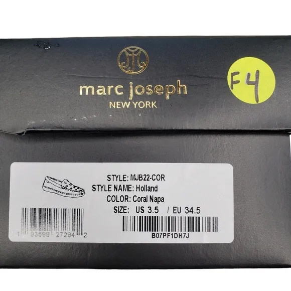 Marc Joseph | NIB Holland Coral Napa Silver Star Leather Chic Loafers Girl's 3.5