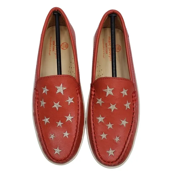 Marc Joseph | NIB Holland Coral Napa Silver Star Leather Chic Loafers Girl's 3.5