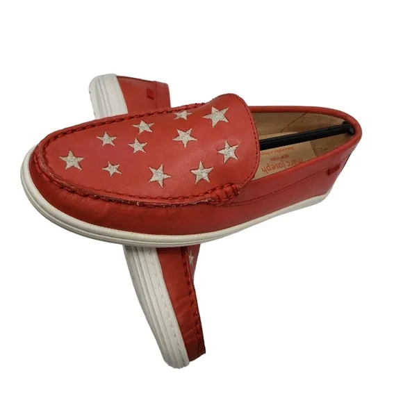 Marc Joseph | NIB Holland Coral Napa Silver Star Leather Chic Loafers Girl's 3.5