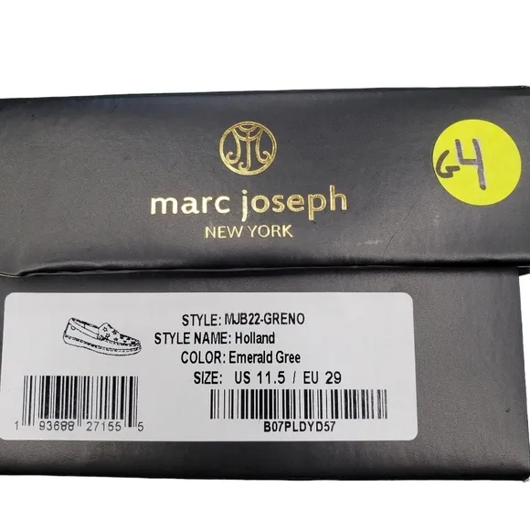 Marc Joseph | NIB Holland Emerald Green Gold Star Leather Chic Loafers Girl 11.5