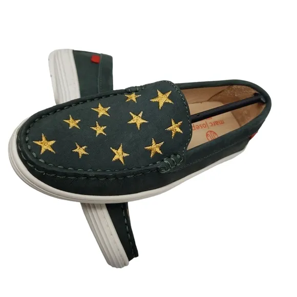 Marc Joseph | NIB Holland Emerald Green Gold Star Leather Chic Loafers Girl's 1