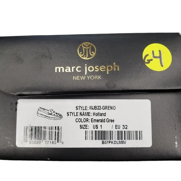 Marc Joseph | NIB Holland Emerald Green Gold Star Leather Chic Loafers Girl's 1