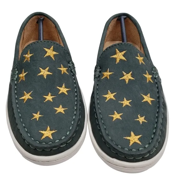 Marc Joseph | NIB Holland Emerald Green Gold Star Leather Chic Loafers Girl's 1