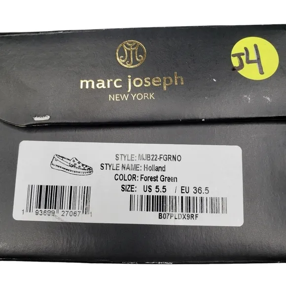 Marc Joseph | NIB Holland Forest Green Gold Star Leather Loafers Girl's 5.5