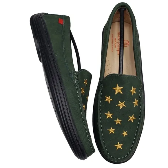 Marc Joseph | NIB Holland Forest Green Gold Star Leather Loafers Girl's 5.5