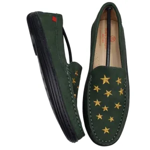 Marc Joseph | NIB Holland Forest Green Gold Star Leather Loafers Girl's 5.5
