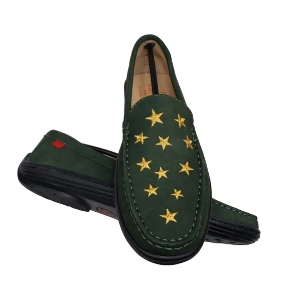 Marc Joseph | NIB Holland Forest Green Gold Star Leather Loafers Girl's 5.5