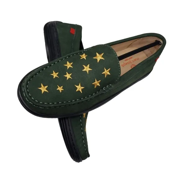 Marc Joseph | NIB Holland Forest Green Gold Star Leather Loafers Girl's 5.5