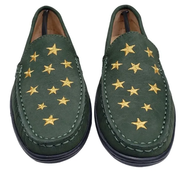 Marc Joseph | NIB Holland Forest Green Gold Star Leather Loafers Girl's 5.5