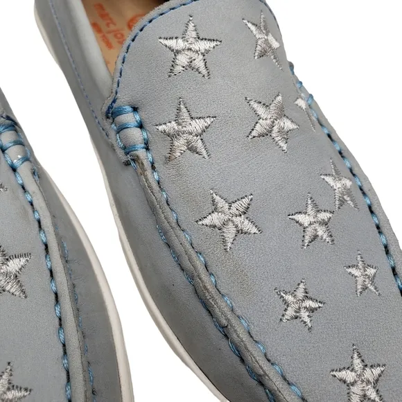 Marc Joseph | NIB Holland Light Grey Nobuck Silver Star Leather Loafers Girl 1.5