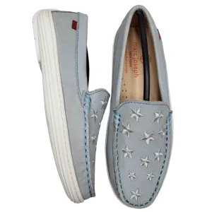 Marc Joseph | NIB Holland Light Grey Nobuck Silver Star Leather Loafers Girl 1.5