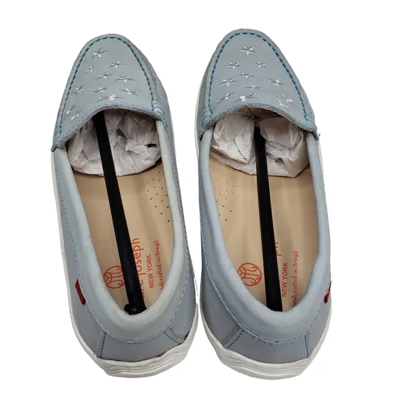 Marc Joseph | NIB Holland Light Grey Nobuck Silver Star Leather Loafers Girl 4.5
