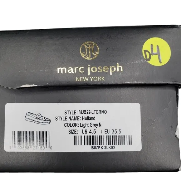 Marc Joseph | NIB Holland Light Grey Nobuck Silver Star Leather Loafers Girl 4.5