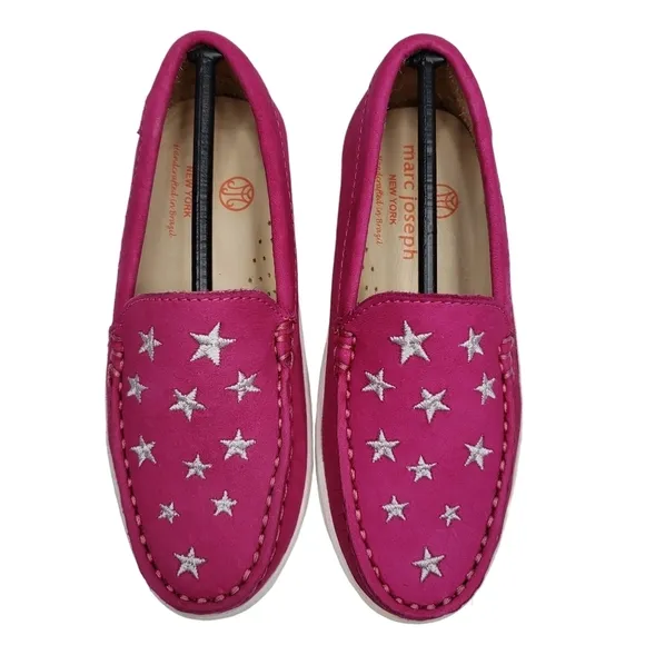 Marc Joseph | NIB Holland Pink Nobuck Silver Star Leather Chic Loafers Girl's 11