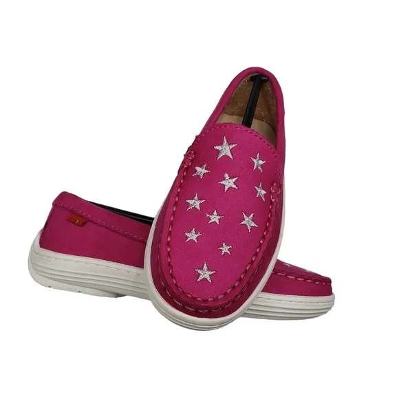 Marc Joseph | NIB Holland Pink Nobuck Silver Star Leather Chic Loafers Girl's 11
