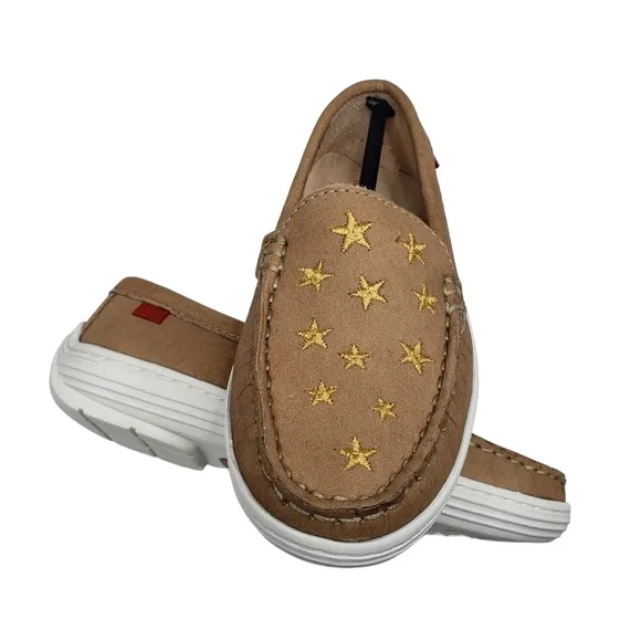 Marc Joseph | NIB Holland Porcelain Nobuck Gold Star Leather Loafers Girl's 11.5