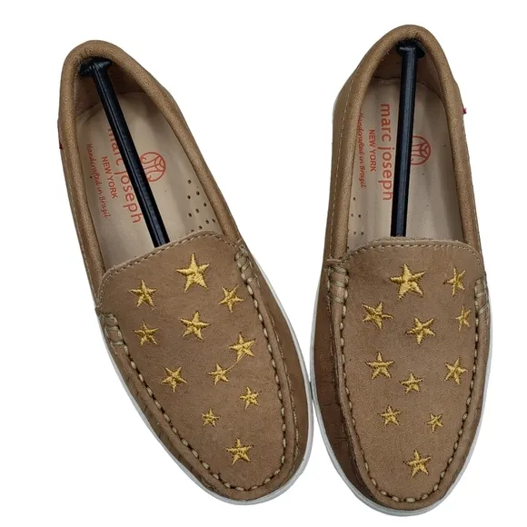 Marc Joseph | NIB Holland Porcelain Nobuck Gold Star Leather Loafers Girl's 11.5