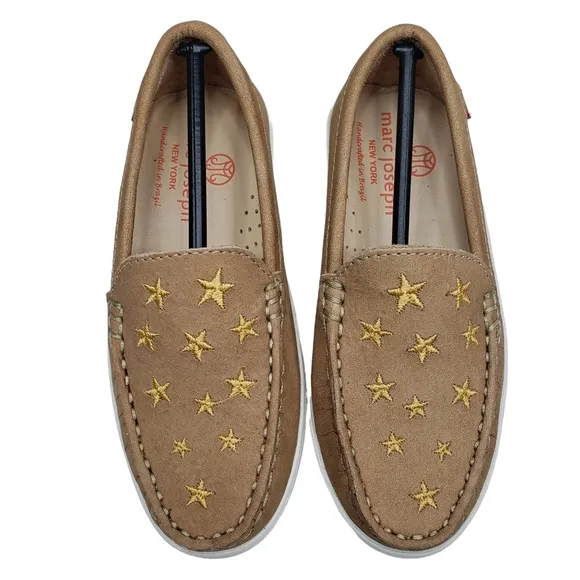 Marc Joseph | NIB Holland Porcelain Nobuck Gold Star Leather Loafers Girl's 11.5