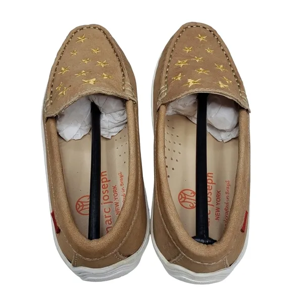 Marc Joseph | NIB Holland Porcelain Nobuck Gold Star Leather Loafers Girl's 11.5