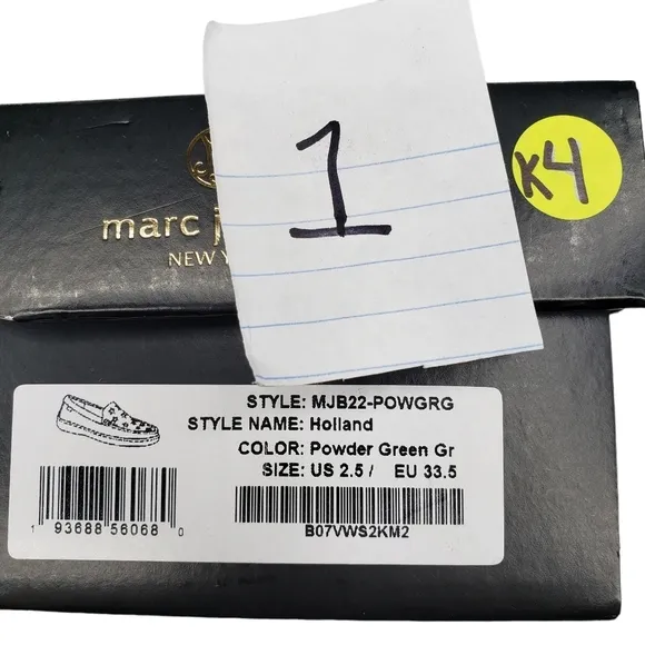 Marc Joseph | NIB Holland Powder Green Grainy Silver Star Leather Loafers 2.5