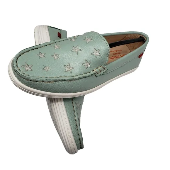 Marc Joseph | NIB Holland Powder Green Grainy Silver Star Leather Loafers 2.5