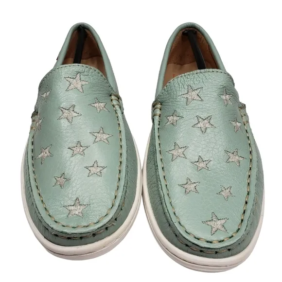 Marc Joseph | NIB Holland Powder Green Grainy Silver Star Leather Loafers 2.5