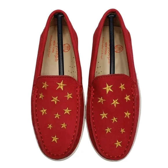 Marc Joseph | NIB Holland Red Nobuck Gold Star Leather Chic Loafers Girl's 12