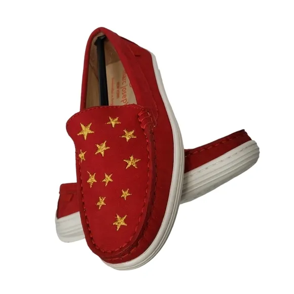 Marc Joseph | NIB Holland Red Nobuck Gold Star Leather Chic Loafers Girl's 12
