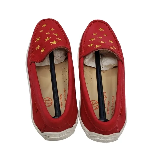 Marc Joseph | NIB Holland Red Nobuck Gold Star Leather Chic Loafers Girl's 12