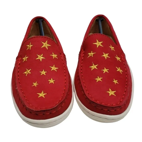 Marc Joseph | NIB Holland Red Nobuck Gold Star Leather Chic Loafers Girl's 12