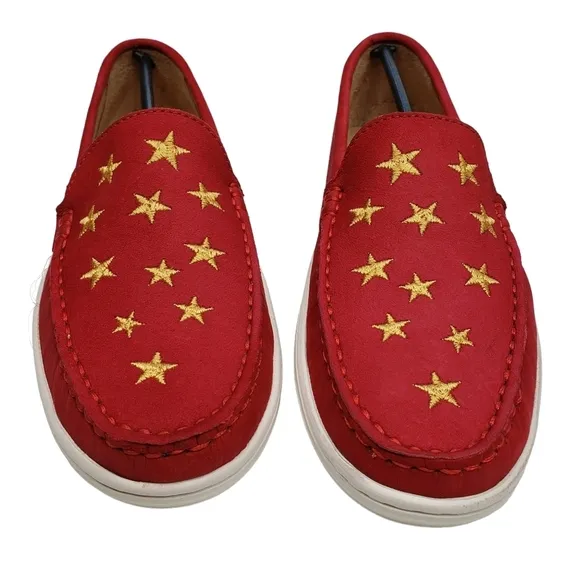 Marc Joseph | NIB Holland Red Nobuck Gold Star Leather Chic Loafers Girl's 5.5