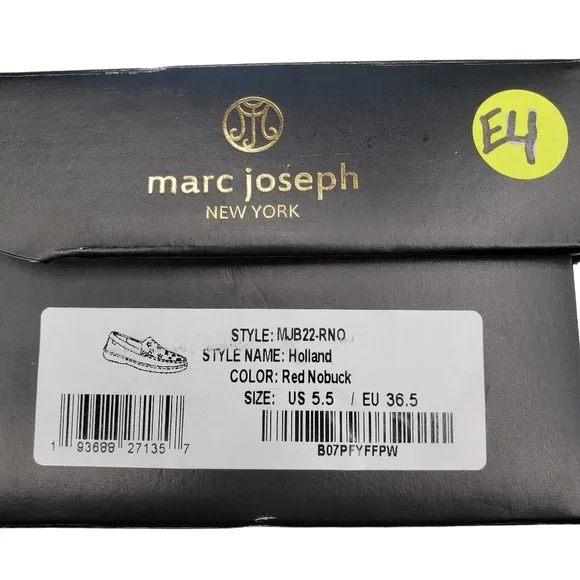 Marc Joseph | NIB Holland Red Nobuck Gold Star Leather Chic Loafers Girl's 5.5