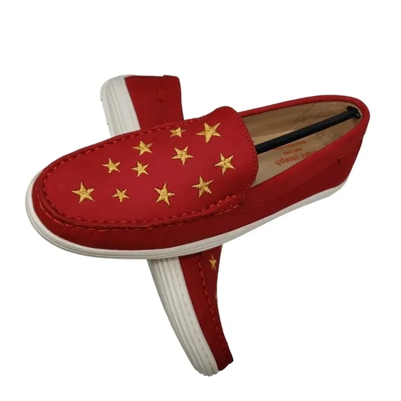 Marc Joseph | NIB Holland Red Nobuck Gold Star Leather Chic Loafers Girl's 5.5