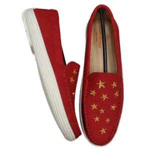 Marc Joseph | NIB Holland Red Nobuck Gold Star Leather Chic Loafers Girl's 5.5