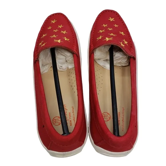 Marc Joseph | NIB Holland Red Nobuck Gold Star Leather Chic Loafers Girl's 5.5