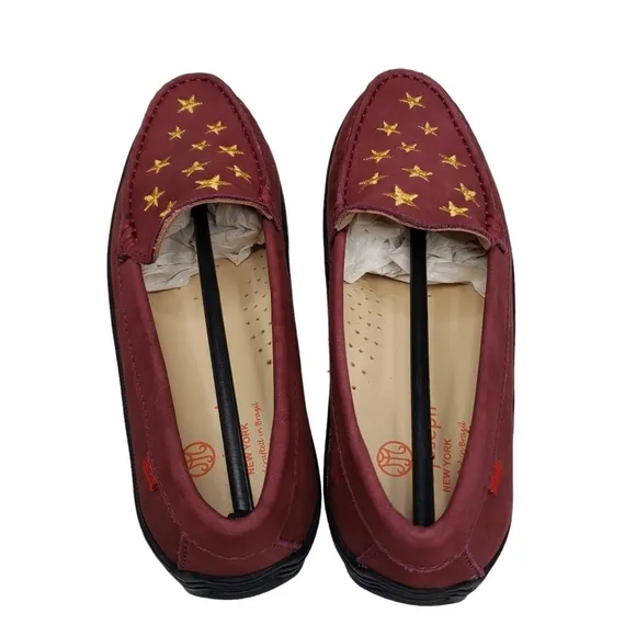 Marc Joseph | NIB Holland Wine Nobuck Gold Star Leather Loafers Girl's 4.5