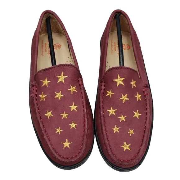 Marc Joseph | NIB Holland Wine Nobuck Gold Star Leather Loafers Girl's 4.5