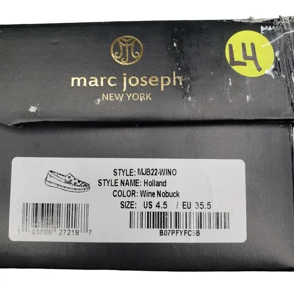 Marc Joseph | NIB Holland Wine Nobuck Gold Star Leather Loafers Girl's 4.5