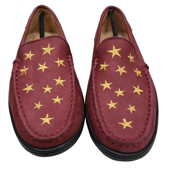 Marc Joseph | NIB Holland Wine Nobuck Gold Star Leather Loafers Girl's 4.5