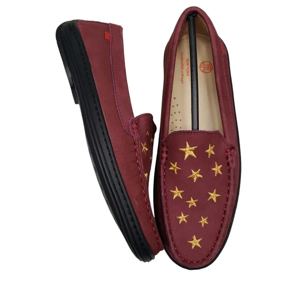 Marc Joseph | NIB Holland Wine Nobuck Gold Star Leather Loafers Girl's 4.5