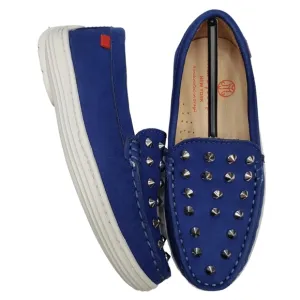 Marc Joseph | NIB Louisville Blue Nobuck Leather Preppy Studded Loafers Girl 11