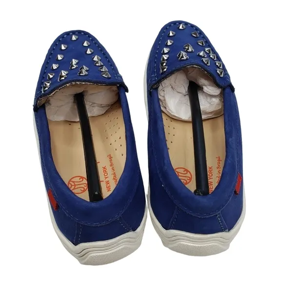 Marc Joseph | NIB Louisville Blue Nobuck Leather Preppy Studded Loafers Girl 11