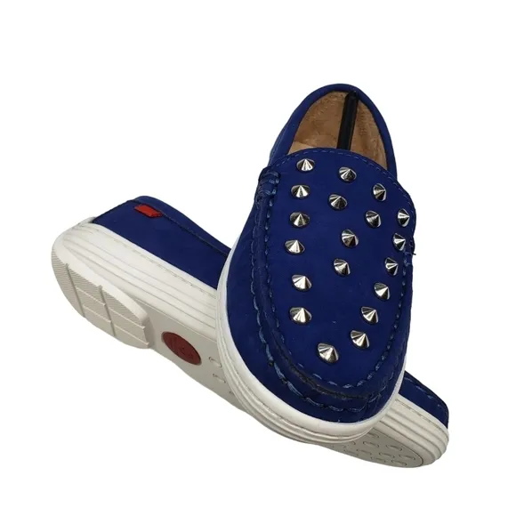 Marc Joseph | NIB Louisville Blue Nobuck Leather Preppy Studded Loafers Girl 11