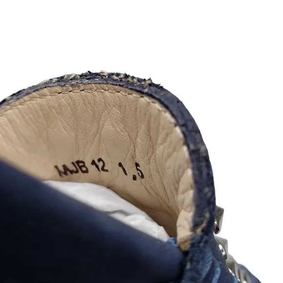 Marc Joseph | NIB Louisville Navy Nobuck Blue Leather Studded Loafers Girl's 1.5