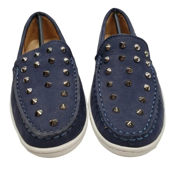 Marc Joseph | NIB Louisville Navy Nobuck Blue Leather Studded Loafers Girl's 1.5