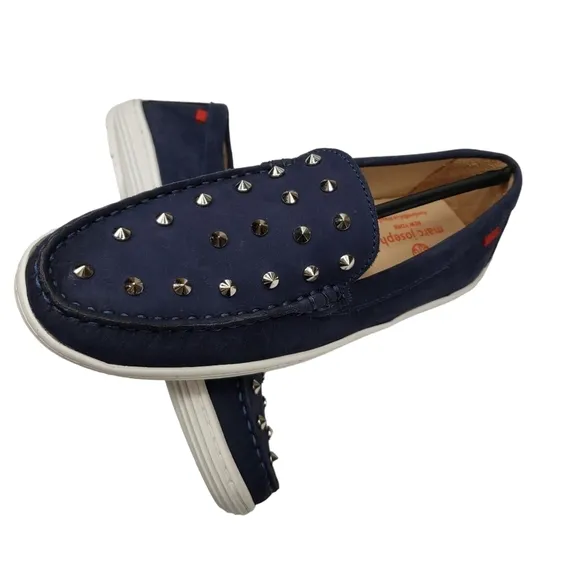 Marc Joseph | NIB Louisville Navy Nobuck Blue Leather Studded Loafers Girl's 4.5