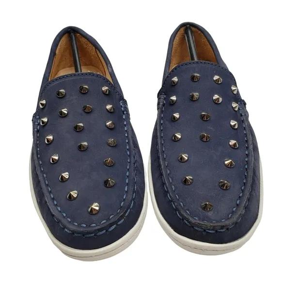 Marc Joseph | NIB Louisville Navy Nobuck Blue Leather Studded Loafers Girl's 4.5